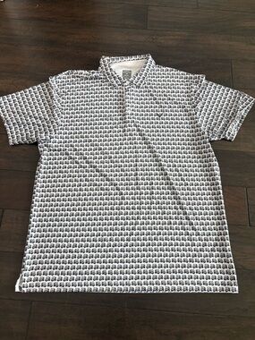 Callaway White Polo with Golf Cart Pattern XL
